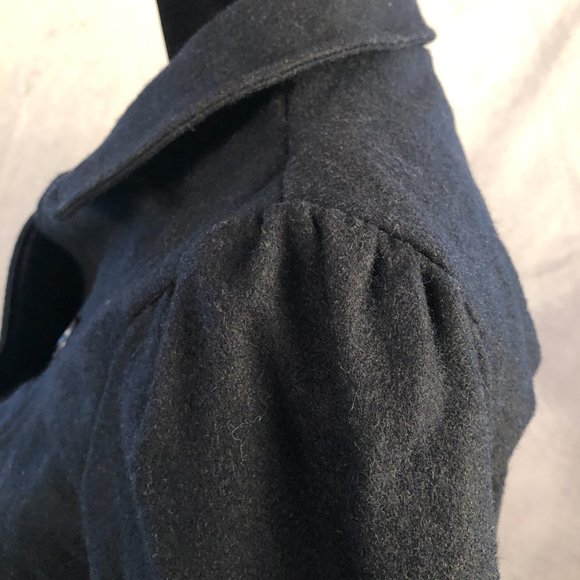 Navy Hip Length Ruffle Coat - Picture 3 of 4